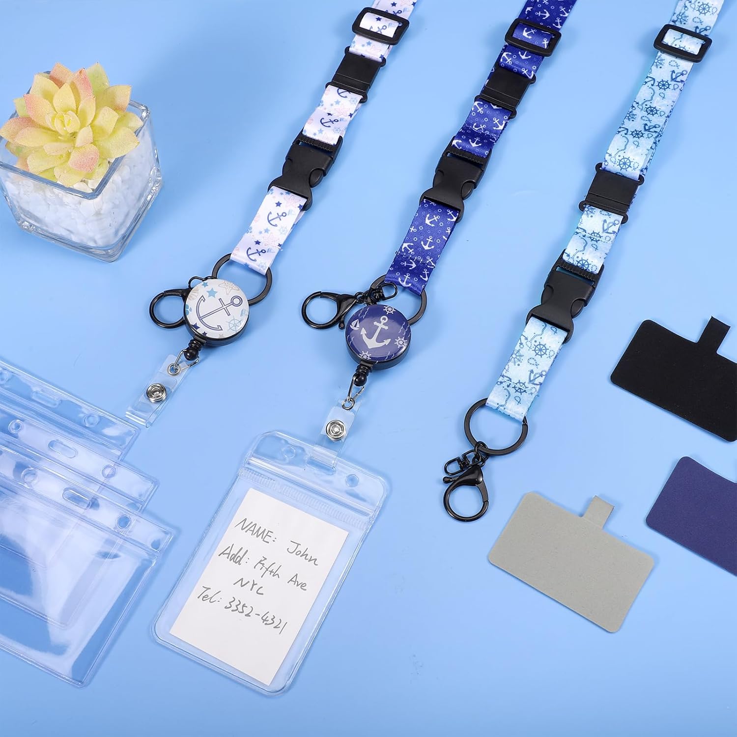 3 Pack Cruise Lanyards, Adjustable Lanyards for Cruise Ship Cards with Retractable Badge Reel, 6 Pack Waterproof ID Badge Holder and 3 Pack Phone Tether Tab